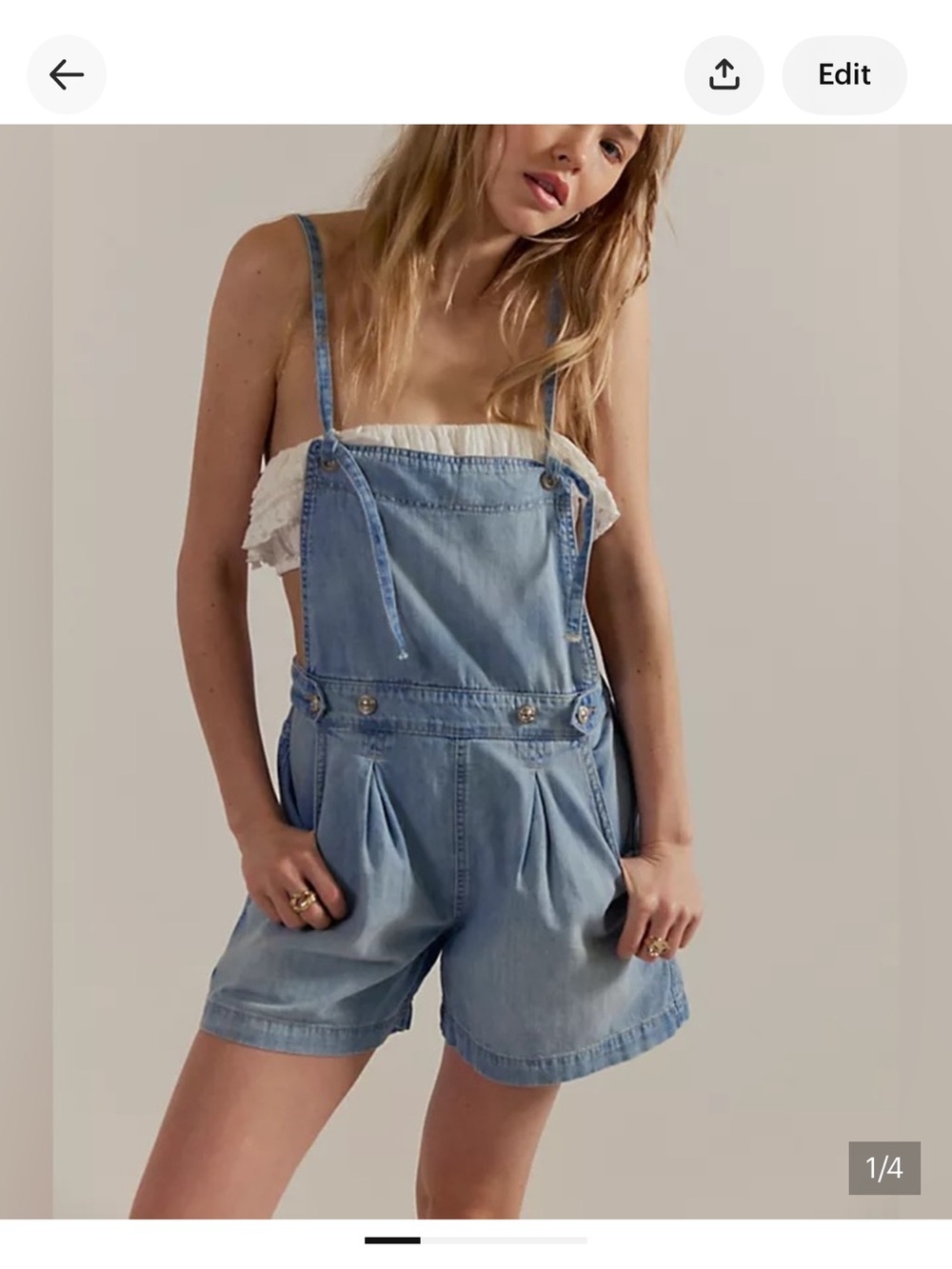 We The Free Axel Denim Shortalls Sz Medium